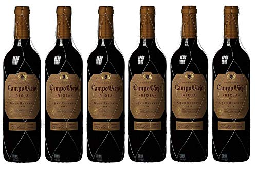 Campo Viejo Gran Reserva Rotwein – Spanischer Rotwein mit Aromen dunkler Früchte & rauchig-holzigen Nuancen – Weinbox-Set 6 x 0,75 L