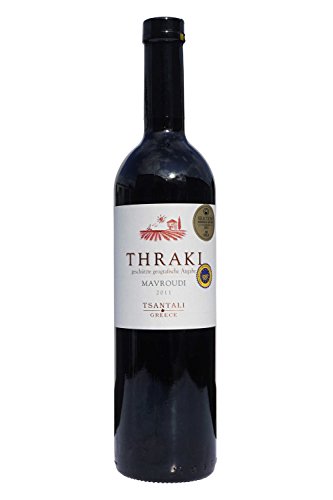 Thraki Mavroudi Rotwein trocken (750ml/13,5%) Tsantali griechischer roter Wein aus Chalkidiki 6 Monate gereift