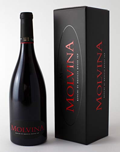 MOLVINA Rotwein Premium Vintage GOLD 2015 | Satin-glatte rote Beere | Ronchi di Brescia Rosso | Aus einem italienischen Boutique-Weingut, Eichenfass 60 mnt gereift | 1 x 75 cl Flasche