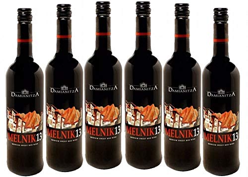 Paket von 6 Flaschen Rotwein Melnik 13, 0,75 l, Damianitza, Bulgarien