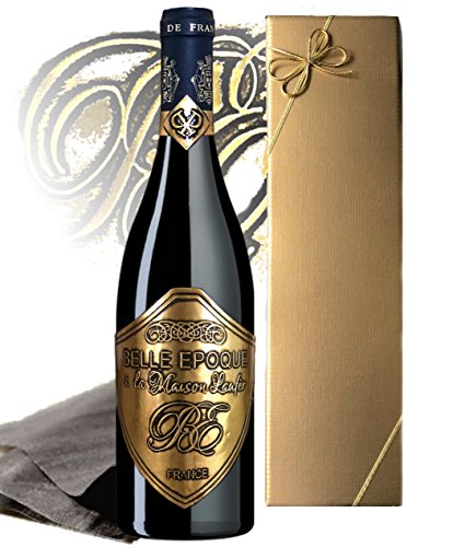 Luxus Weingeschenk für Bordeaux-Liebhaber | Belle Epoque á la Maison Laufèr Rotwein (0,75L) im Geschenk Set gold (Frankreich) Syrah im Eichenholzfass gereift